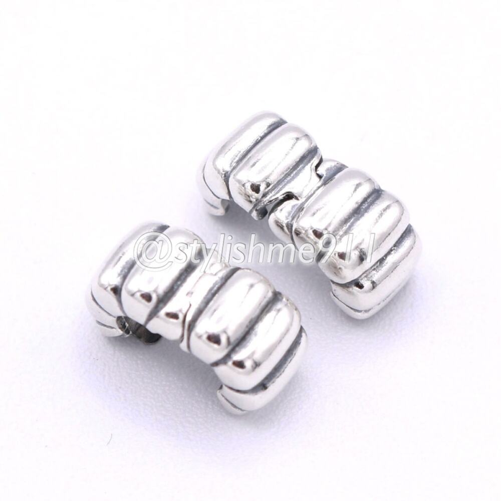 Two Authentic PANDORA Grooved Clips - 790163 - Picture 4 of 9